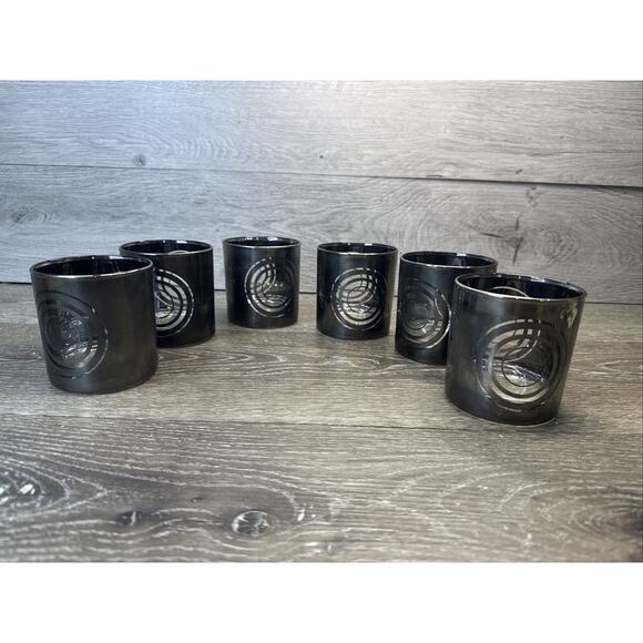 Vintage 1970's Silvered MOD Bullseye Old Fashioned Glasses- Set Of 6 - Picture 1 of 8